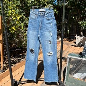 Hollister Curvy Ultra High Rise Ripped Dad Jeans Vintage Stretch Size 23